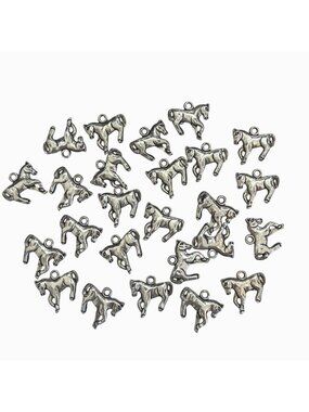 Horse Pony Charms Bulk Lot of 24 Metal Alloy Small Silver Tone 3/4 Inch Jewelry